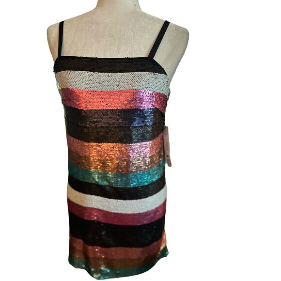 Aqua Luxe Sequined Mini Dress, Size Small, NWT - Picture 1 of 9